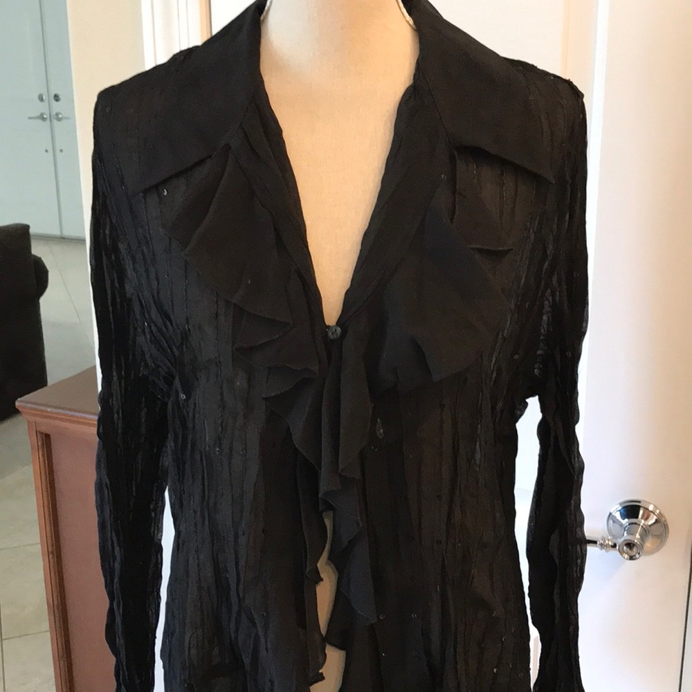 Notations Black Sequined Blouse.